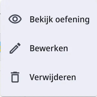 Het menu op een kaartje met Bewerken en Verwijderen