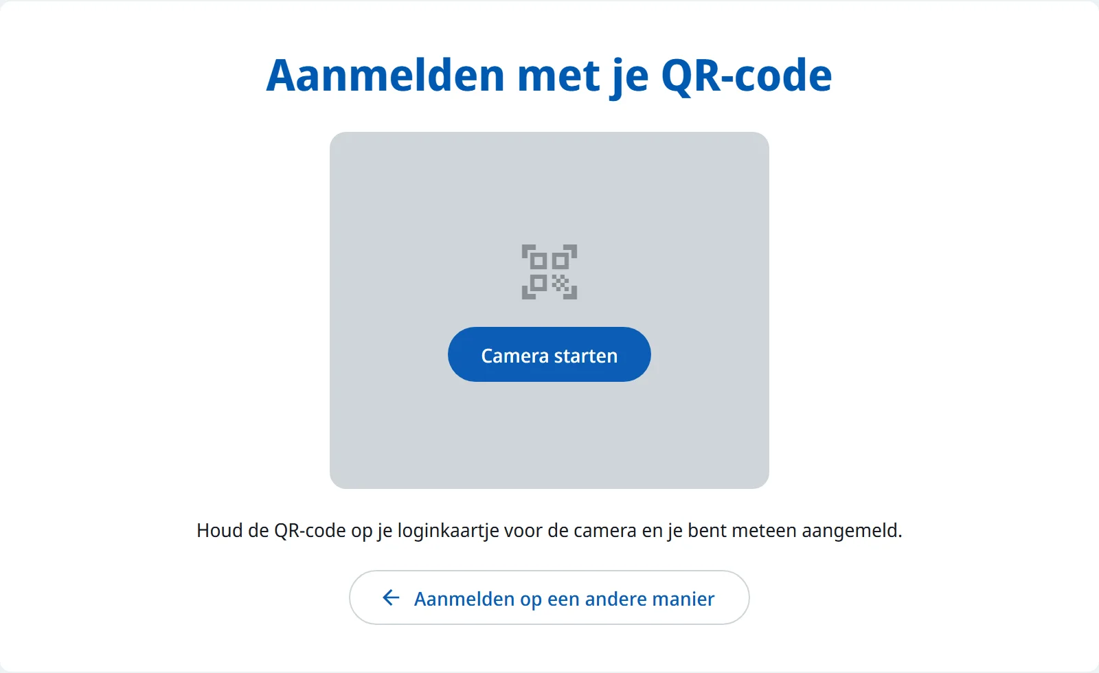 De QR-scanner met de camera aan