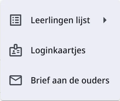 Het menu "Afdrukken" op de tab Leerlingen